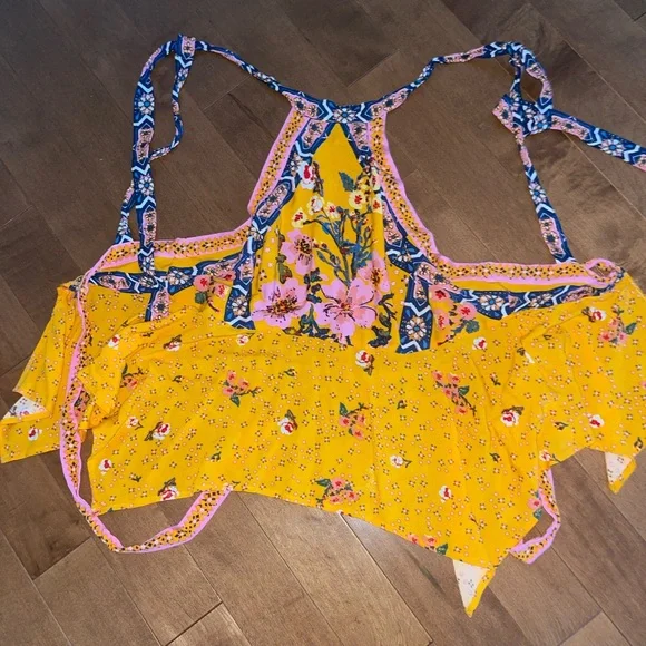 💛Free People yellow print halter top💛 - Picture 4 of 7